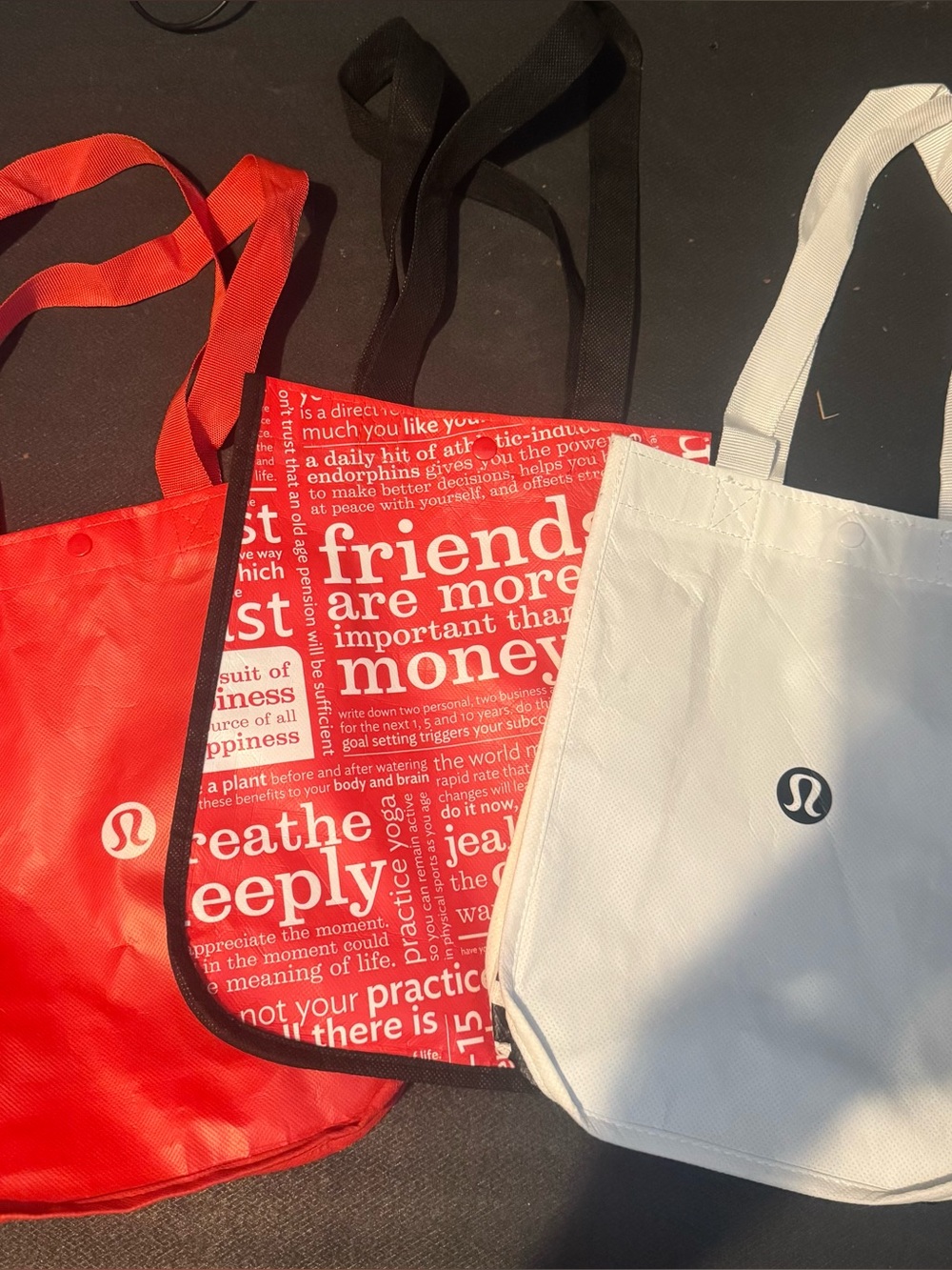 Lululemon Red and White Reusable Tote Bags